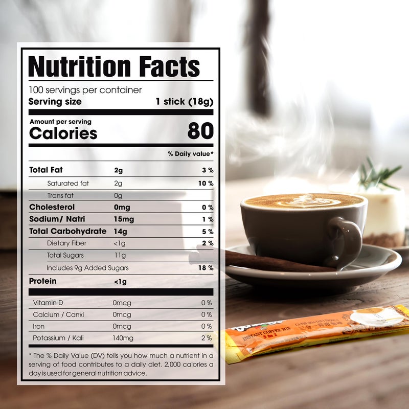Vinacafe Premium 100 Sticks 3 in 1 Instant Coffee Mix, Single Serves - Image 3